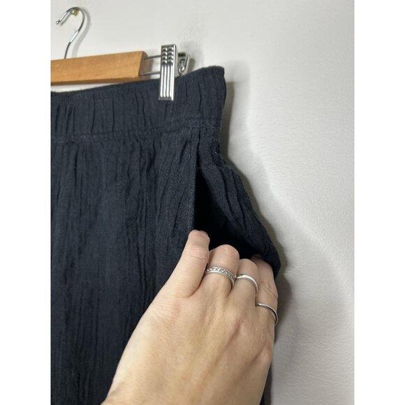 Tahari 100% Line Cropped Wide Leg Pants Pull On Elastic Waist Black Pockets XL - Picture 3 of 8